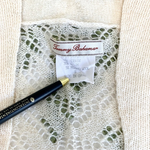 Tommy Bahama Open Front Crochet Mohair-Wool Blend Cardigan - Picture 4 of 5